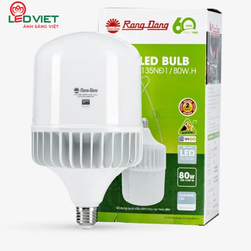 Đèn LED Búp Trụ Nhôm Đúc 80W Rạng Đông TR140 hiện đại