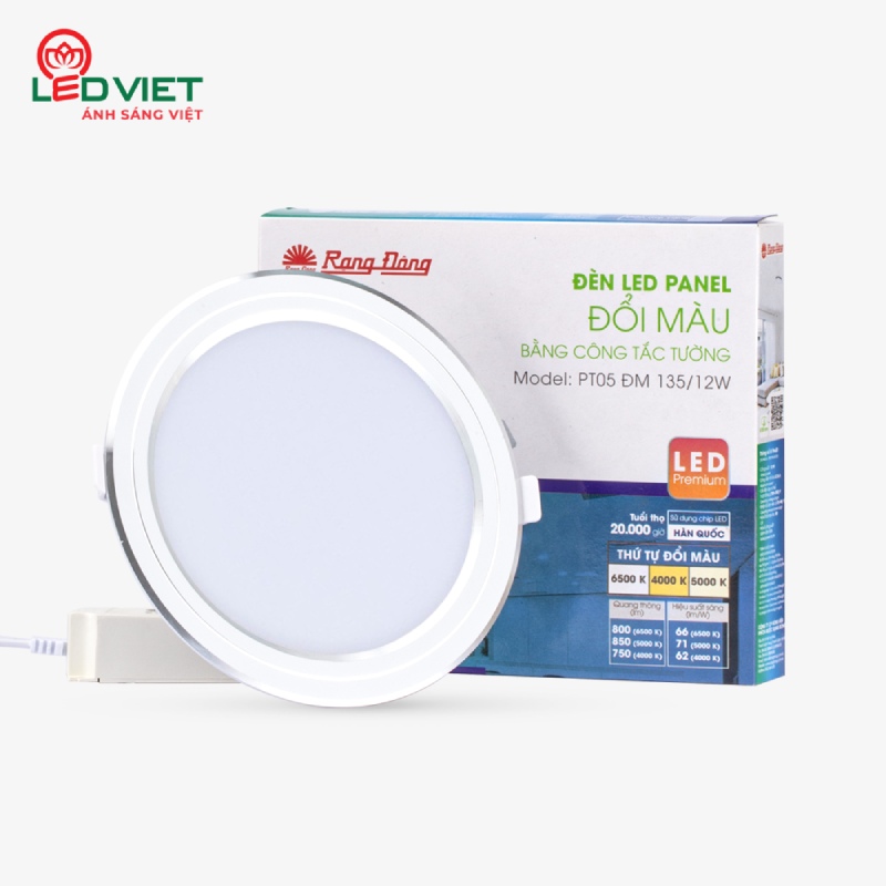 Đèn LED Panel Tròn Đổi Màu Rạng Đông PT05 D135 12W hiện đại